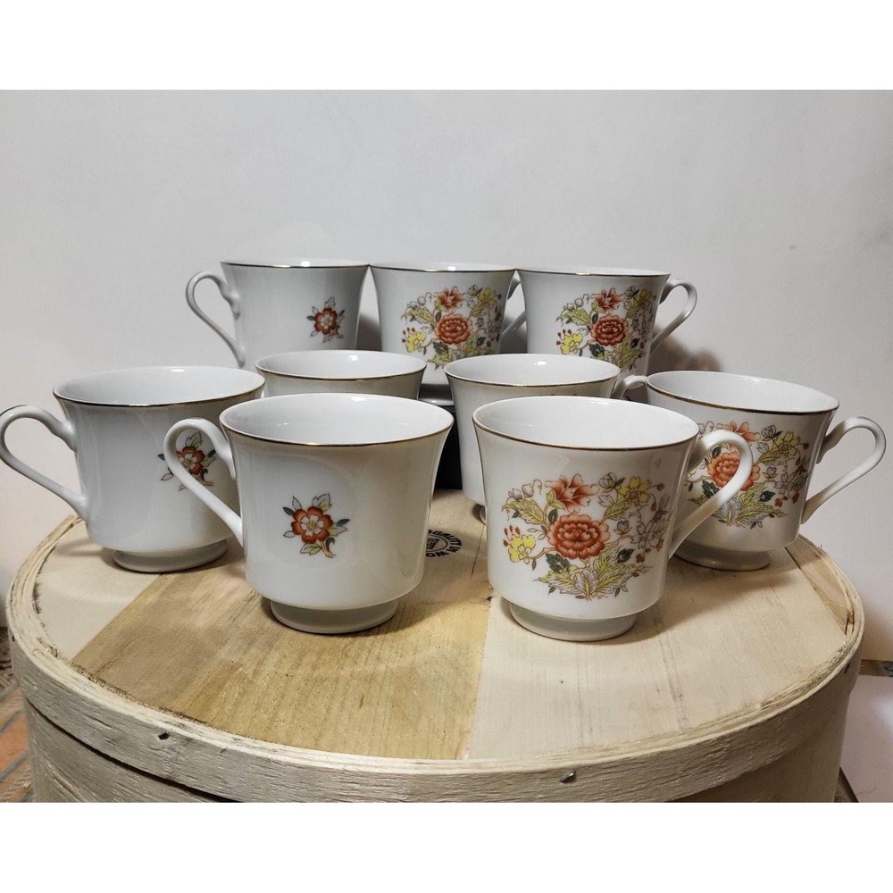 Lot of 9 Vintage Signature Collection Oriental Garden Cups Pattern 118 China